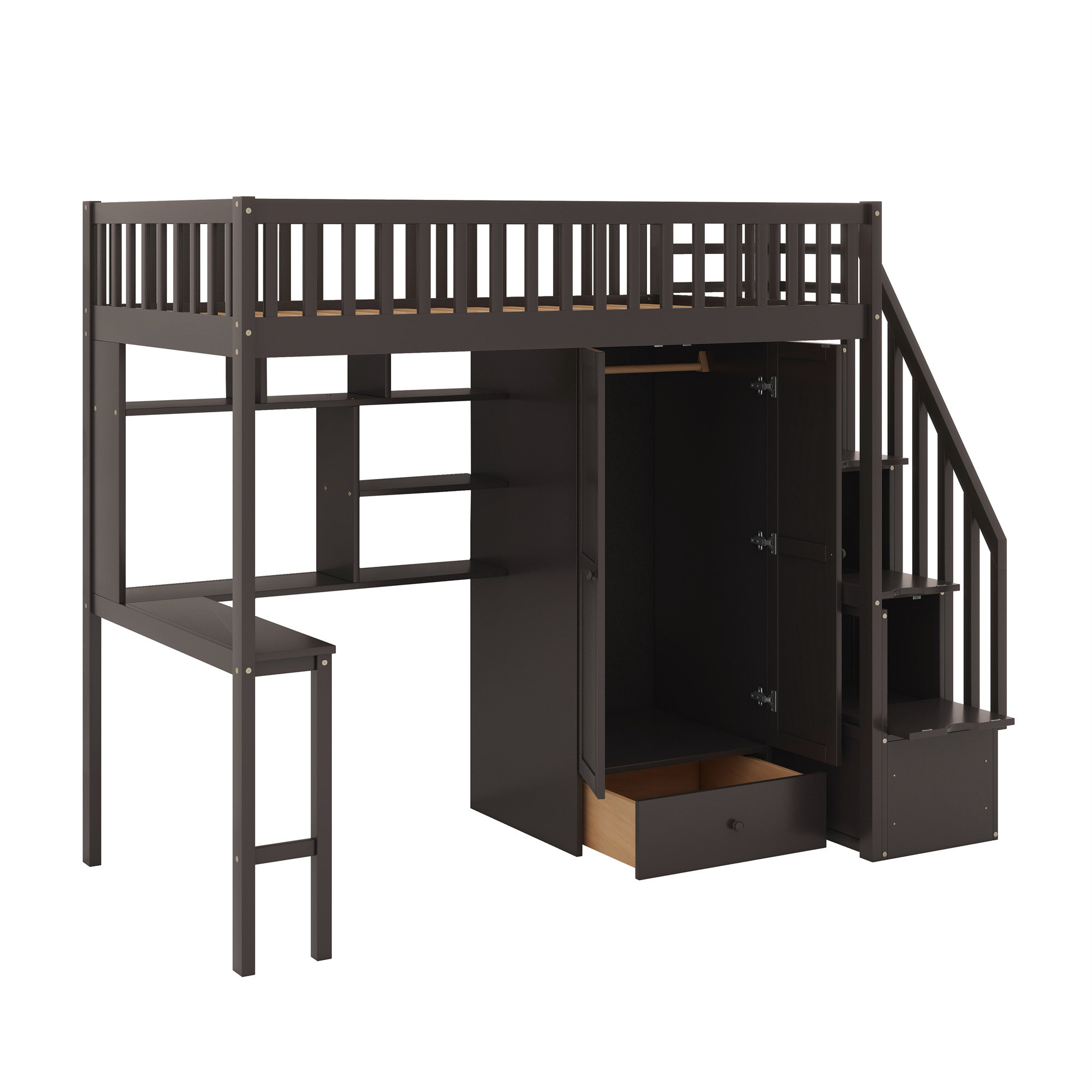 Harriet Bee Jasveen Kids Twin Loft Bed with Drawers | Wayfair