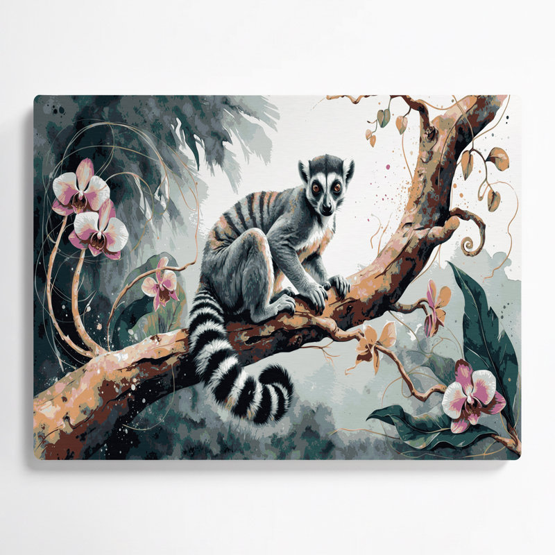 Wildlife Ring tailed Lemur White Metal Wall Art, 20" H x 24" W