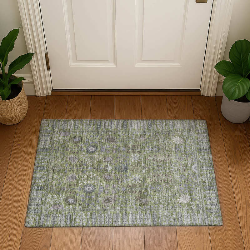 Tapis lavable à la machine de qualité supérieure Mayfield AMF2231, Aloès, 1 pi 8 po x 2 pi 6 po