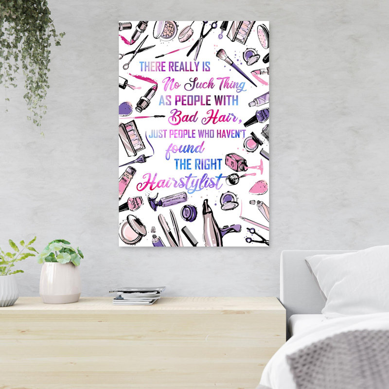 Hairdresser Tools - There Are Really Is No Such Thing As People With Bad Hair - 1 Piece Rectangle Graphic Art Print On Wrapped Canvas
