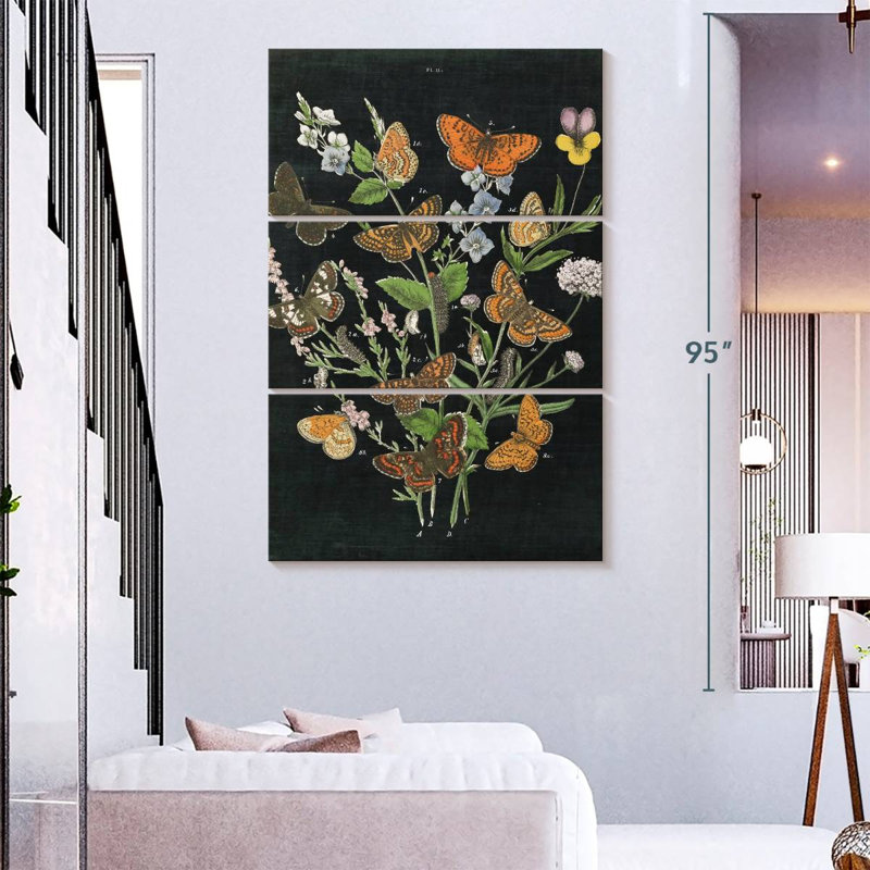 Brampt Butterfly Bouquet On Black I, 74" H x 48" W