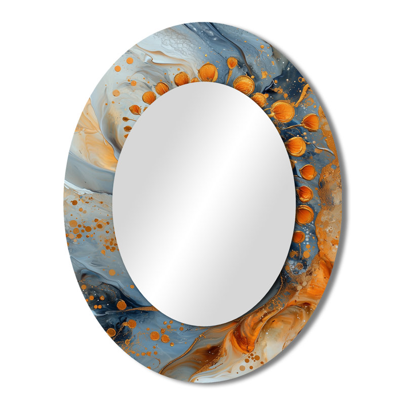 Yellow Sultans Pride Turquie I - Miroir décoratif ovale sur métal, 43 po x 33 po