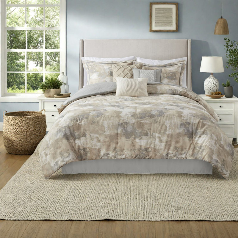 Ensembles de literie de luxe 7 pièces, mélange de coton grand confort moderne pour la maison