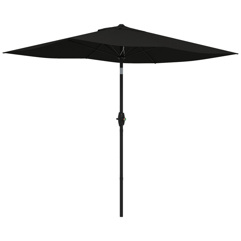 Outsunny 3 x 2 m Garden Parasol Umbrella with Aluminium Pole UPF 50+, Black