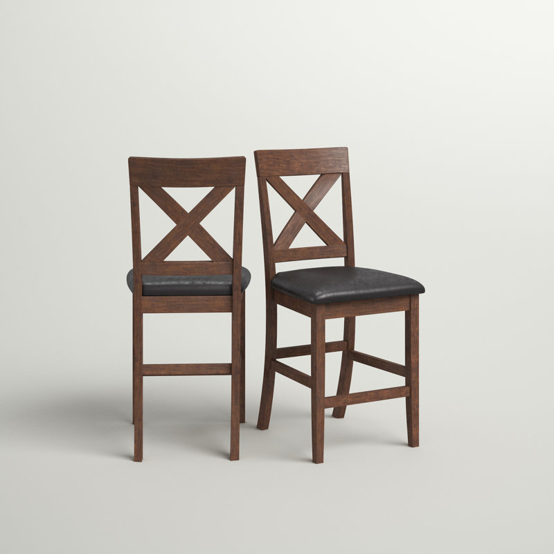 Lashbrook 24.5'' H Faux Leather Upholstered Acacia Side Chair, Cherry