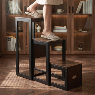 Tabouret pliant en bois à 3 marches