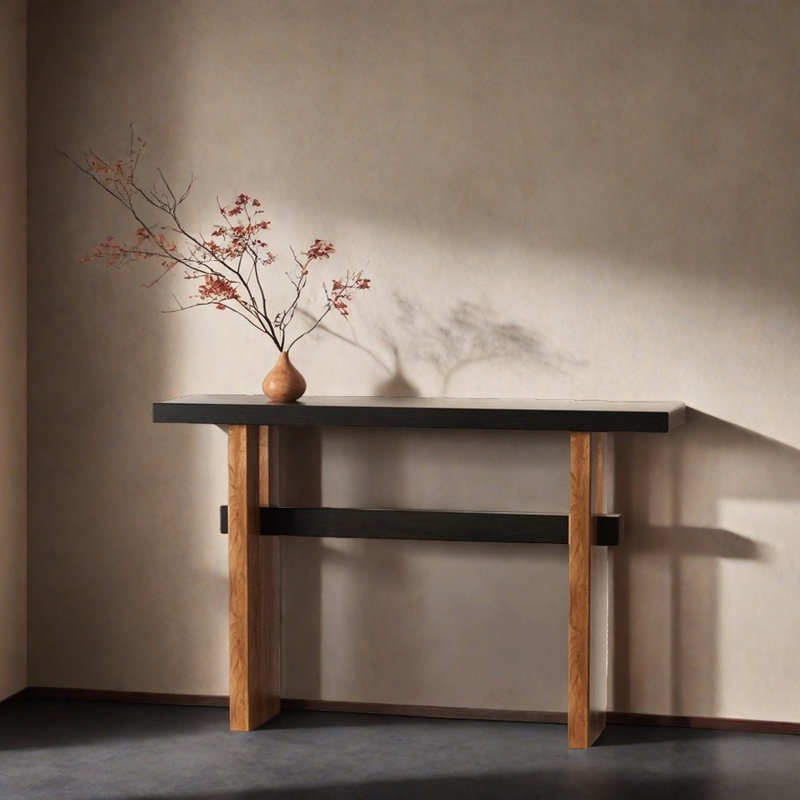 Solid Pine Wood Console Table, 31.5" H x 47.2" W x 11.8" D