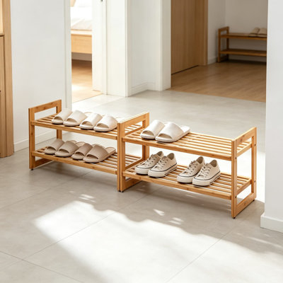 Range-chaussures sur pieds en bambou empilable BASIC EcoStorage