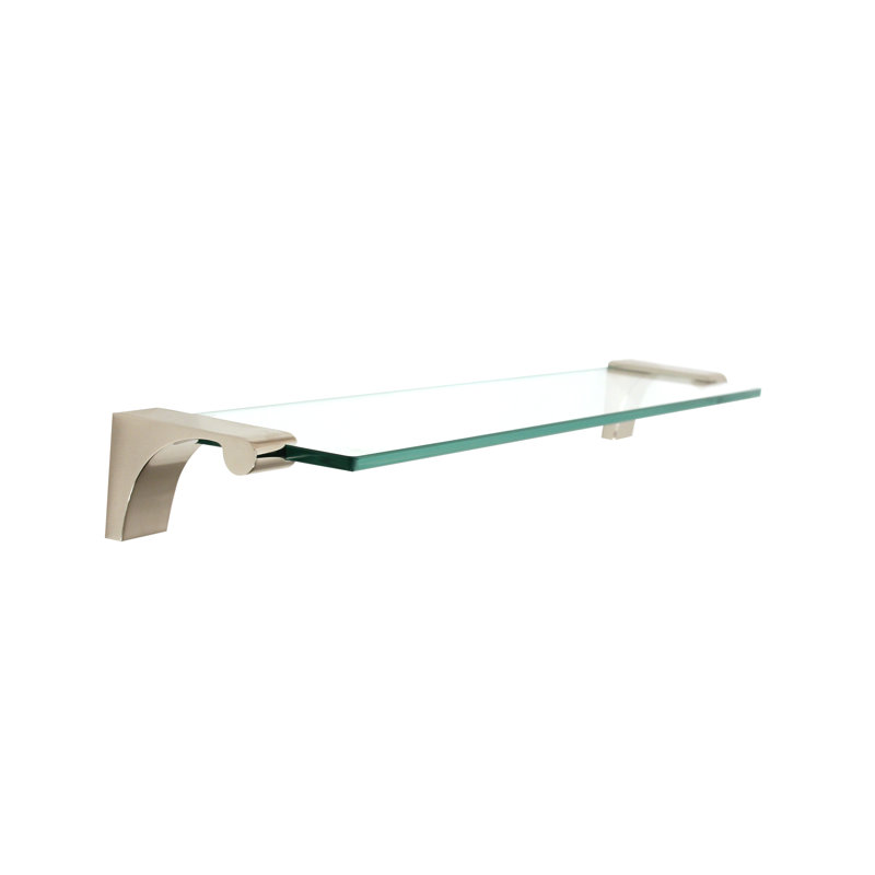 Luna Wall Shelf, Polished Nickel, 18" W x 4" D
