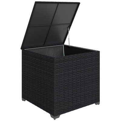 Outsunny 253L Garden Storage Box Rattan Deck Box Patio Rattan Black
