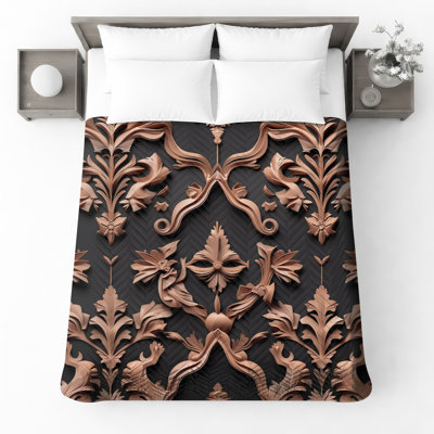 Couvre-lit matelassé damassé orné de bronze toutes tailles
