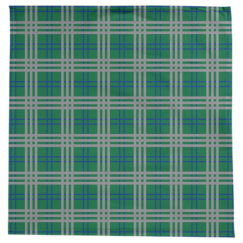 Nappe carrée en mélange de coton à carreaux, Vert / bleu / argent