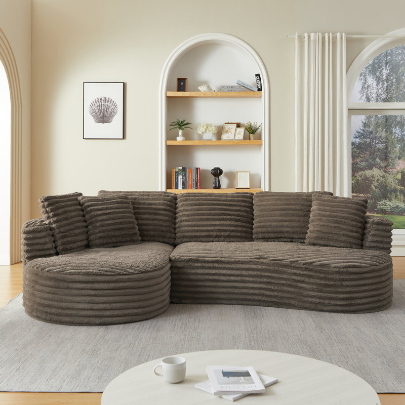 Boneless 120" L Shaped Modern Modular Sectional Curved Sofa, Minimalist Style Comfy Cloud Couch For Living Room Apartment, No Assembly Required Boneless Couches