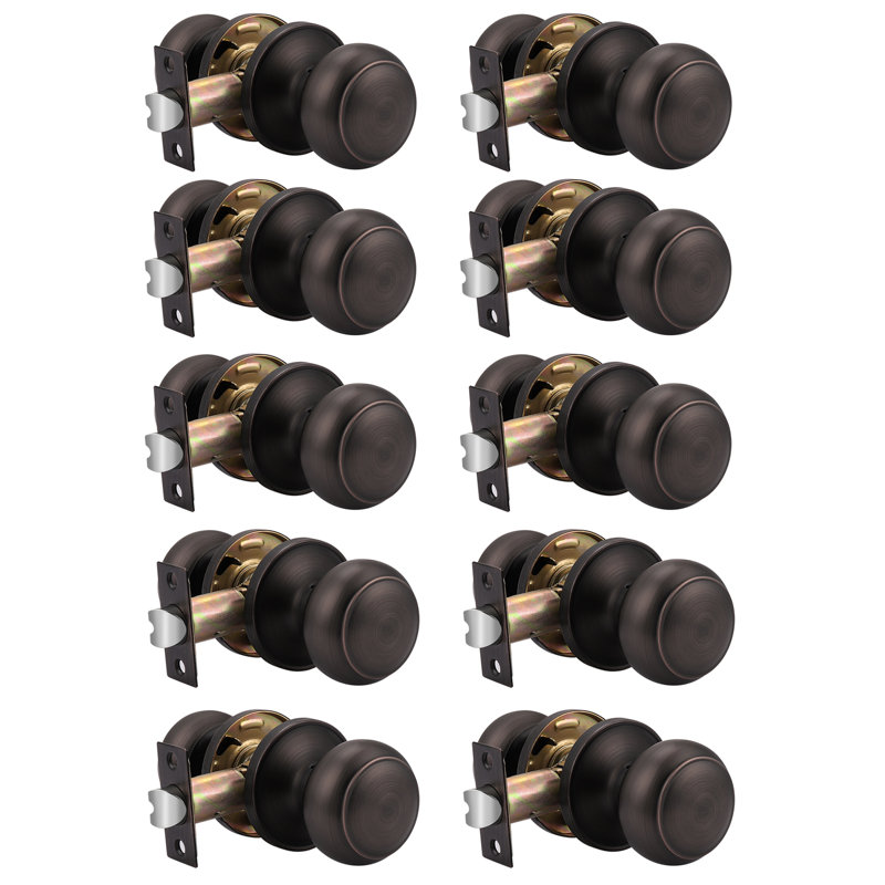 Passage Door Knobs with Round Rosette, Oil Rubbed Bronze
