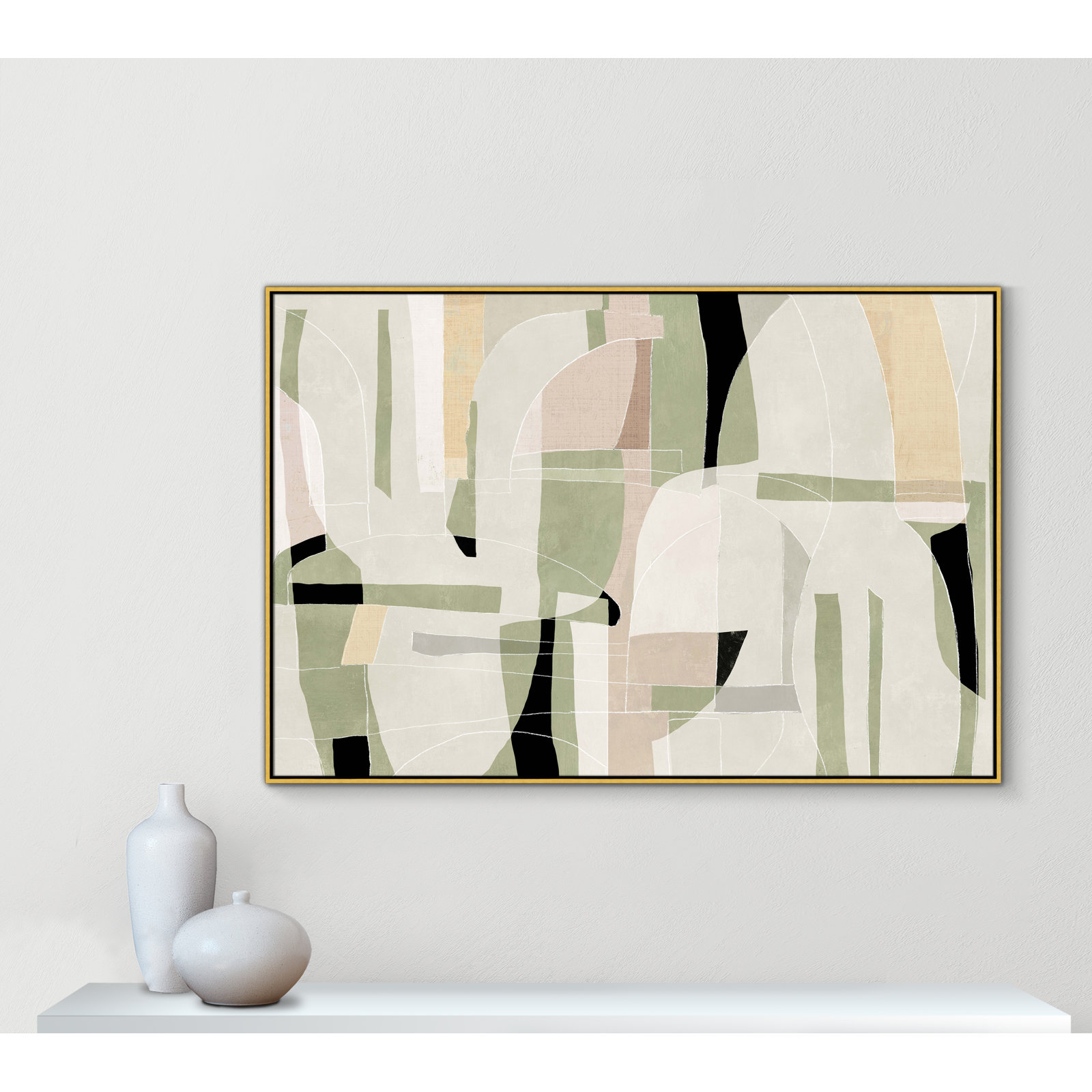 Sunny Barcelona - Floater Frame Canvas, 61.5" W x 41.5" H, Gold