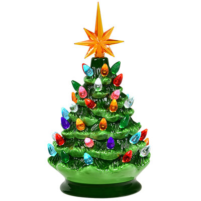 Arbre de Noël en céramique avec lumières de table