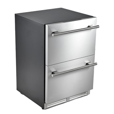 24-Inch Undercounter Drawer Refrigerator and Freezer Combo, Beverage Cooler with Stainless Steel Drawers, Dual Sections for Chilled Drinks and Frozen Foods, Ideal for Kitchen, Home Bar, or Game Room