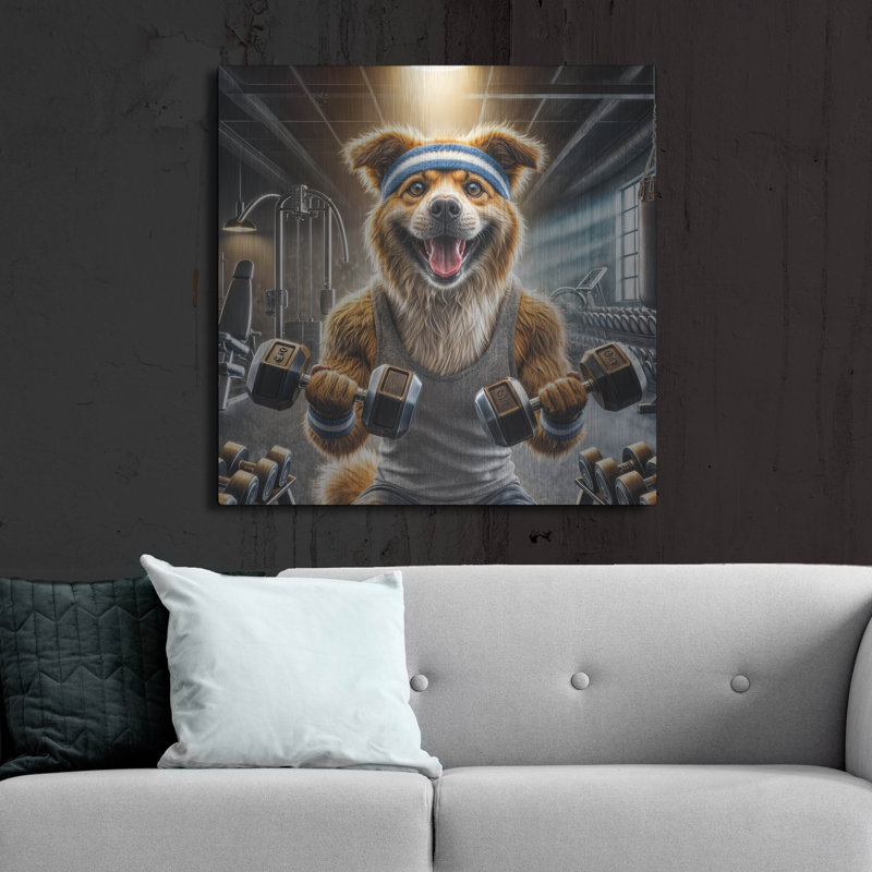 «Gym Dog» par Rey Klimt, art mural en métal, H 36 po x l 36 po