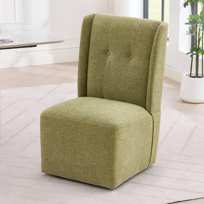 Chaises de salle à manger à roulettes, chaises de salle à manger à roulettes modernes sans accoudoirs rembourrées pour chambre à coucher, salon, salle à manger