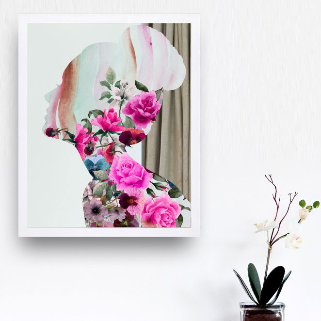 Flower Female Silhouette Painting