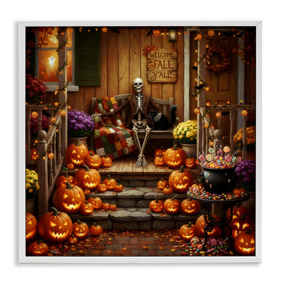 «Welcome To Fall Skeleton Porch», estampe numérique, conception par Tabz Jones
