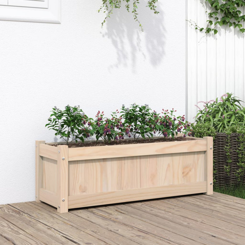 Wooden Kogut Flower Box, Natural, 12.20" H x 35.43" W x 12.20" D, 1