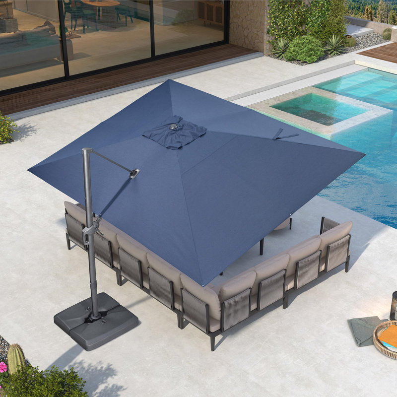 Parasol carré en porte-à-faux 10 pi Neamiah, Bleu marine