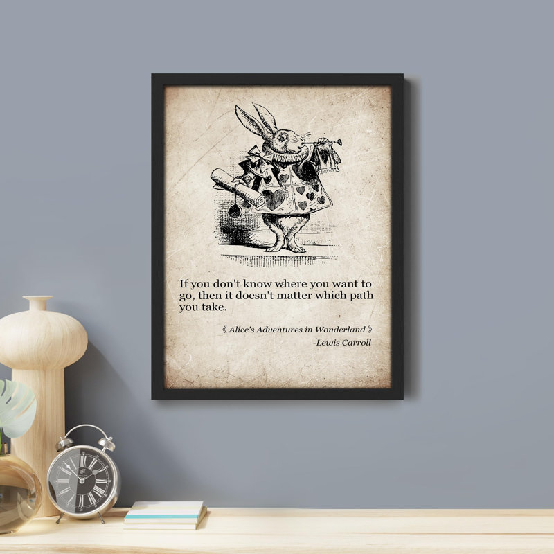 " Alice In Wonderland Cheshire Cat Beauty Quote ", Black, 16" H x 12" W