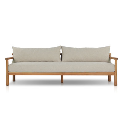 Naria 96'' Wide Rectangle Teak Patio Sofa with Cushions