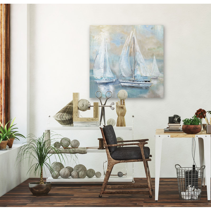 « voile loin », peinture, H 32 po x l 32 po x P 1,5 po, Toile tendue