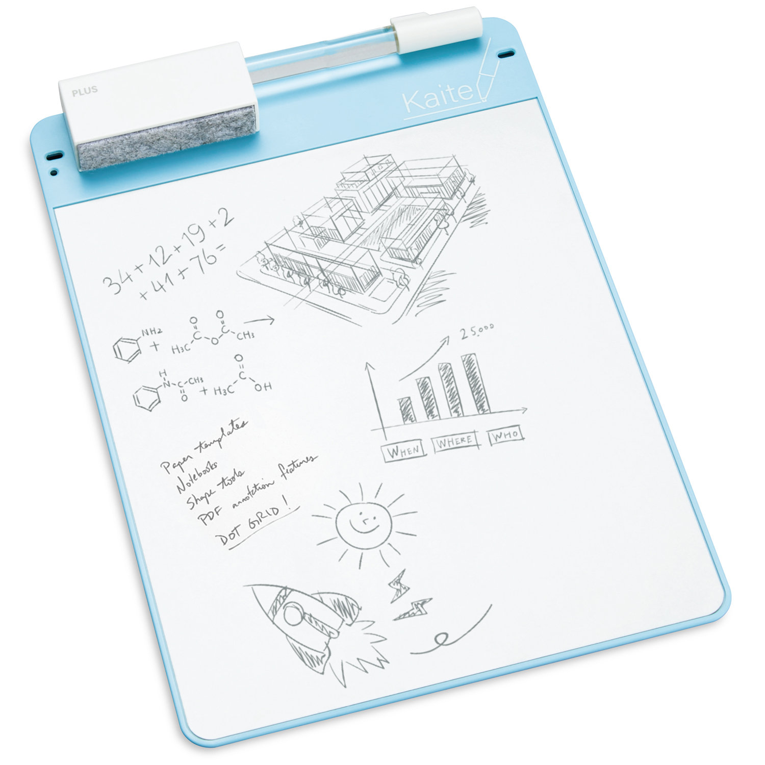 Plus Clean Green Sustainable Note Writing Board Requires No Marker Or