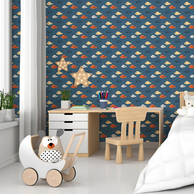 Rouleau de papier peint adhésif L 8,5 pi x l 24 po Titonka Fishes