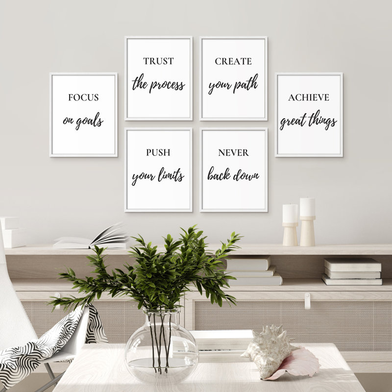 Motivation, art mural encadré, impression sur toile, H 10 po x l 8 po, Blanc