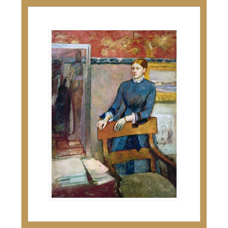 «Helene Rouart in Her Father's Study» par Edgar Degas, impression par estampe numérique encadrée, H 21,75 po x l 17,68 po
