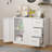 Metal Sideboard Buffet Stoarge Cabinet With 2 Doors And 3 Drawers For Kitchen Living Room-1075911281
