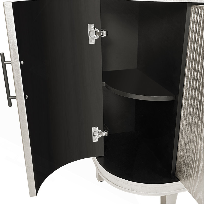 Buffet moderne incurvé de 47,2 pouces avec console et armoire de rangement en bois avec 4 portes et tablettes intérieures réglables pour le salon