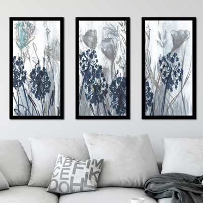 Indigo Field par Susan Jill - Ensemble de 3 cadres à images multiples