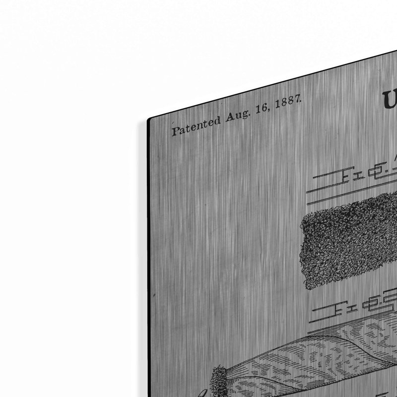 «Cigar Blueprint Vernis White», art mural en métal, 24 po x 16 po, H 24 po x l 36 po