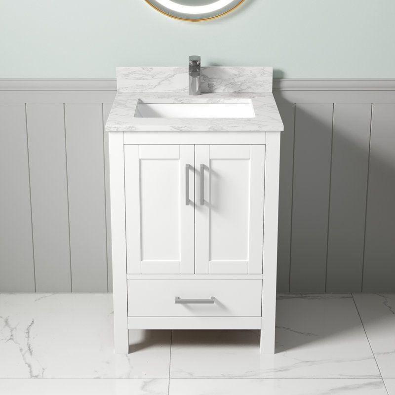  Meuble-lavabo simple 24 po avec surface solide 24 po