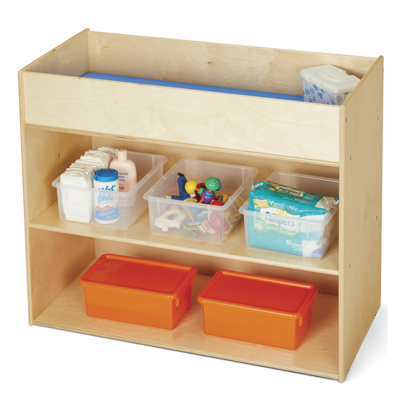 Natural Wood Changing Table with Open Storage