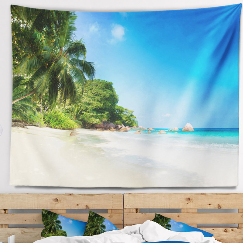 Seascape magnifique praslin island tapisserie seychelles, H 78 po x l 92 po