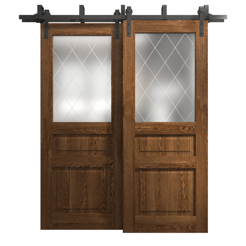 Portes coulissantes de grange coulissantes pour garde-robe | Ego 5011 | Ensemble de quincaillerie Modern Rails | Portes de garde-robe de chambre en bois massif