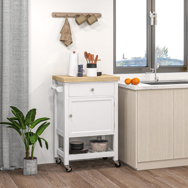 HOMCOM Utility Kitchen Cart, White