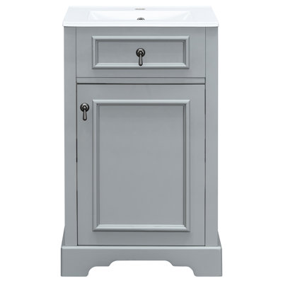 20-inch Bathroom Vanity With Ceramic Sink, Soft-close Door, And Smart Storage For Small Accessibility Flexible U-shaped Shelf Use