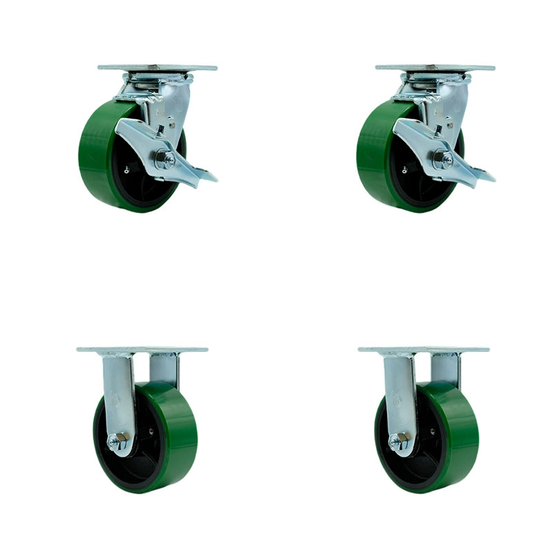 Polyuréthane sur roulettes en fonte, Vert