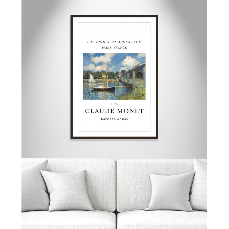 Pont à Argenteuil par Claude Monet, Cadre photo simple noyer, Oui, H 41,5 po x l 29,5 po x P 1,25 po