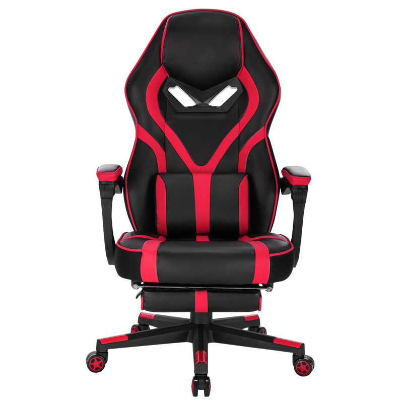 Inbox Zero Adjustable Reclining Ergonomic Swiveling PC & Racing Game Chair in Black, Red