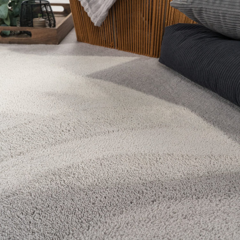Soft Area Rug Cozy Low-Pile Rug Anti-Slip Solid Color Washable, Square 6'7", Silver