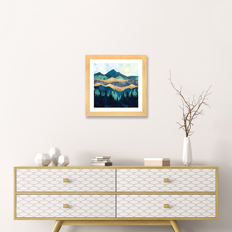 Forêt bleue - Imprimé, H 16 po x l 16 po x p 1 po, Cadre papier naturel
