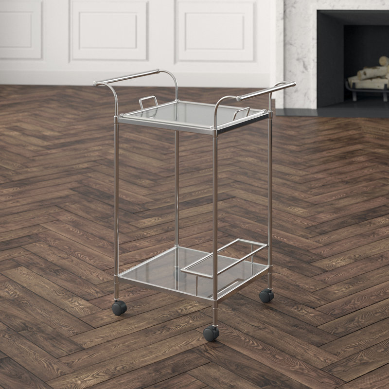 Masini Silver Trolley Bar Cart
